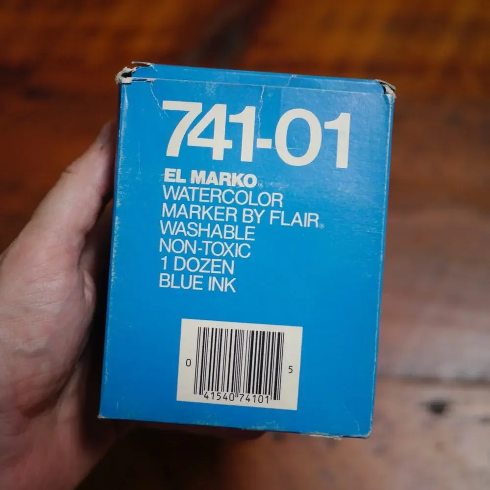 Lot of 12 NEW Vintage Gillette EL MARKO 741-01 Watercolor BLUE Ink MARKERS